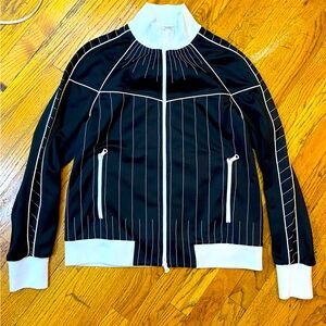 Valentino men’s black white pinstriped zip fron bomber jacket Sz 40